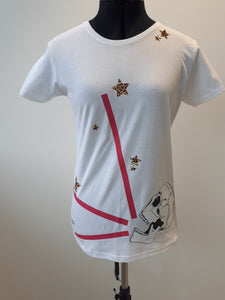 Stars (leopard), stripes and skull T-shirt White