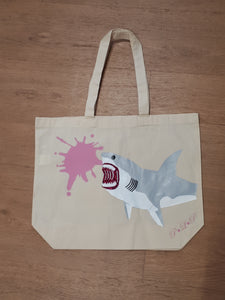 Glitter Mouth Shark Large Tote Bag Natural