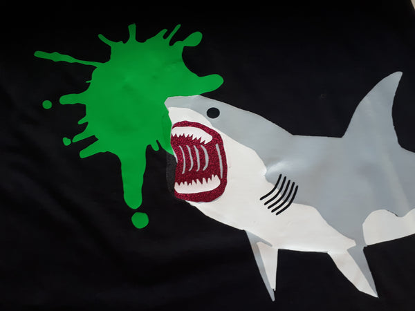 Glitter Mouth Shark T-shirt Black